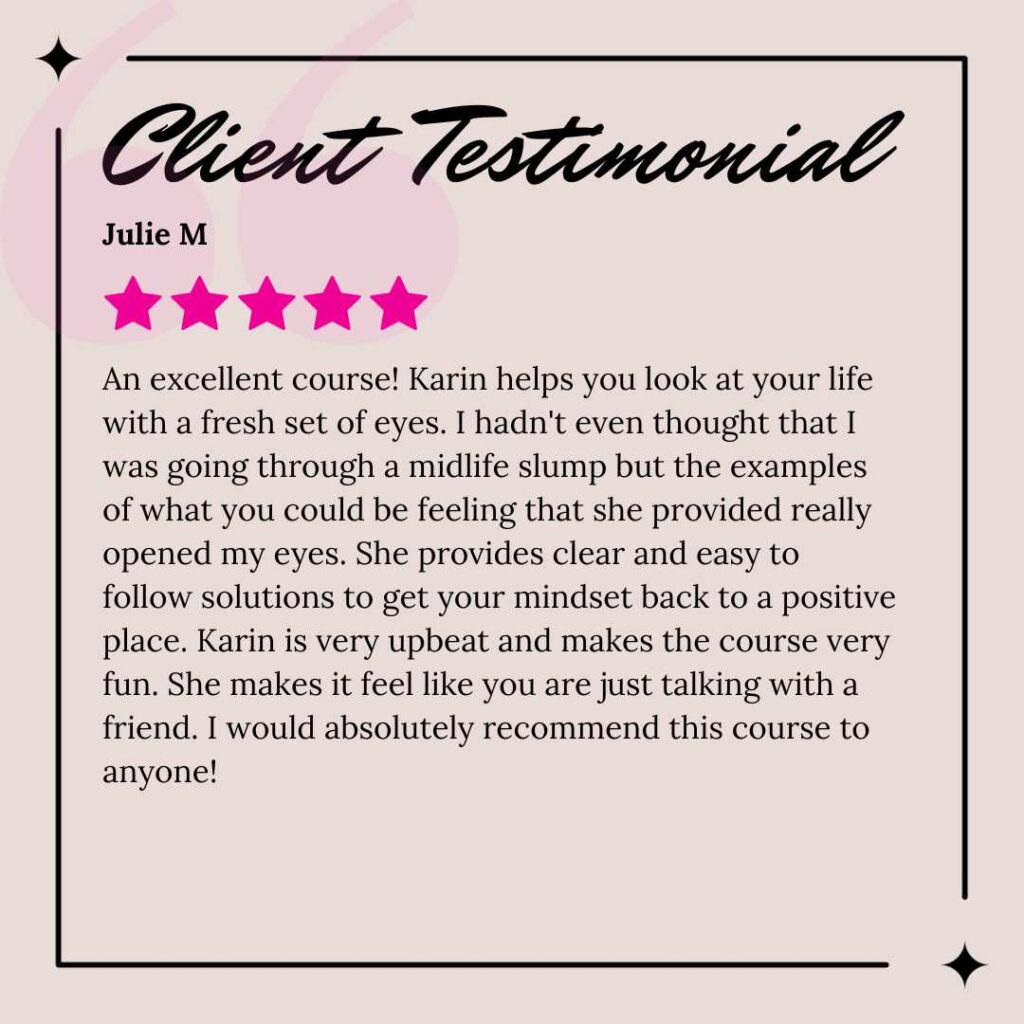 Rock Your Reinvention Masterclass testimonial number three for page.